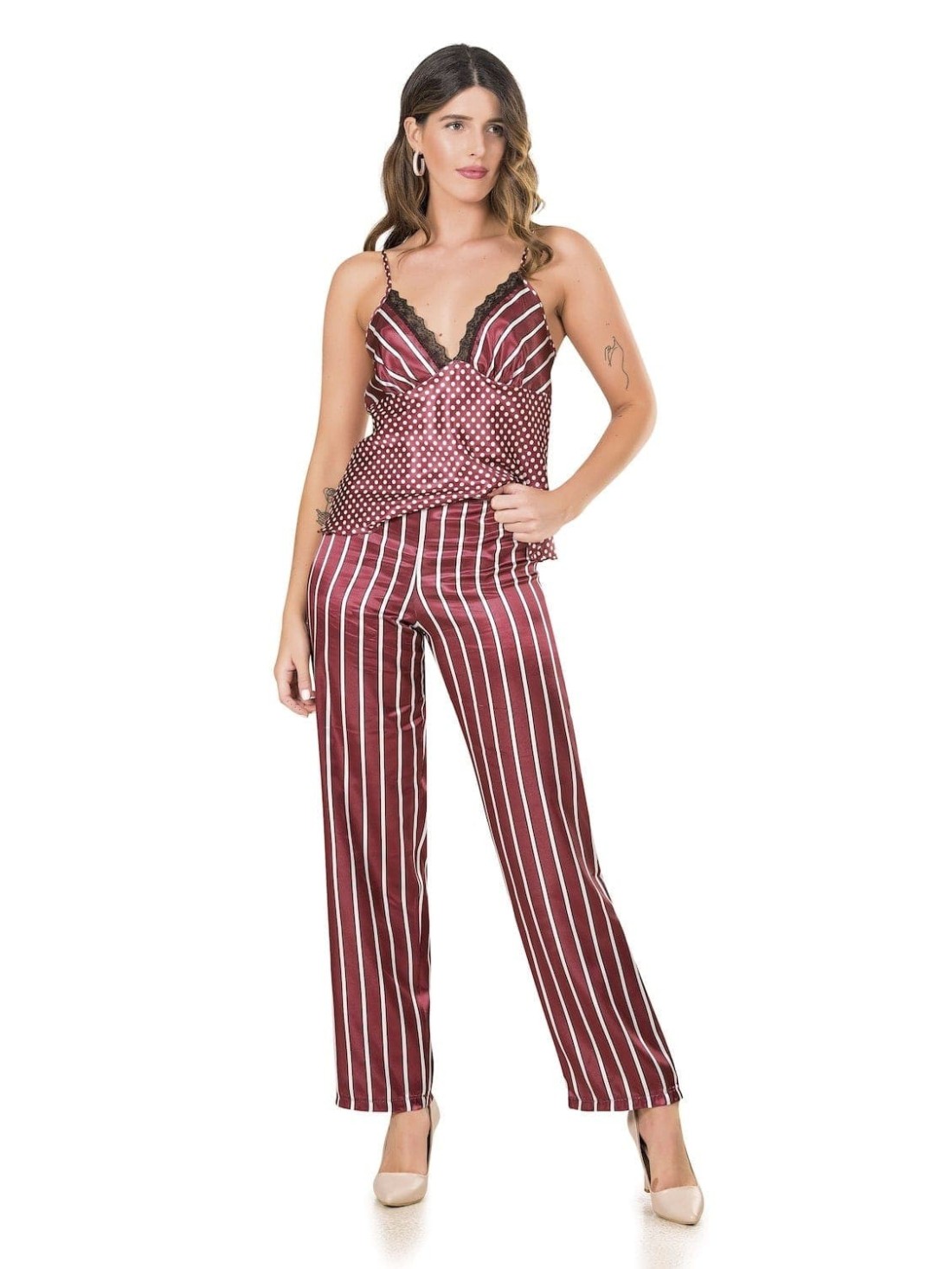 Women\'s burgundy sleeping set PIZ203 - Online store - Boutique